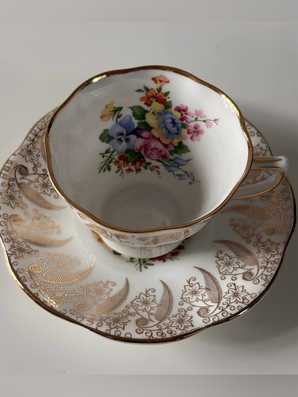 Vintage Clare Bone China 1043 Floral Teacup & Saucer Set – Made in England